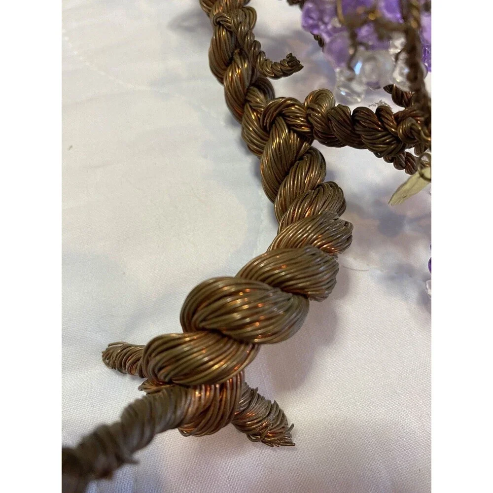Bonsai Tree Of Life With Purple Beads Copper Wire